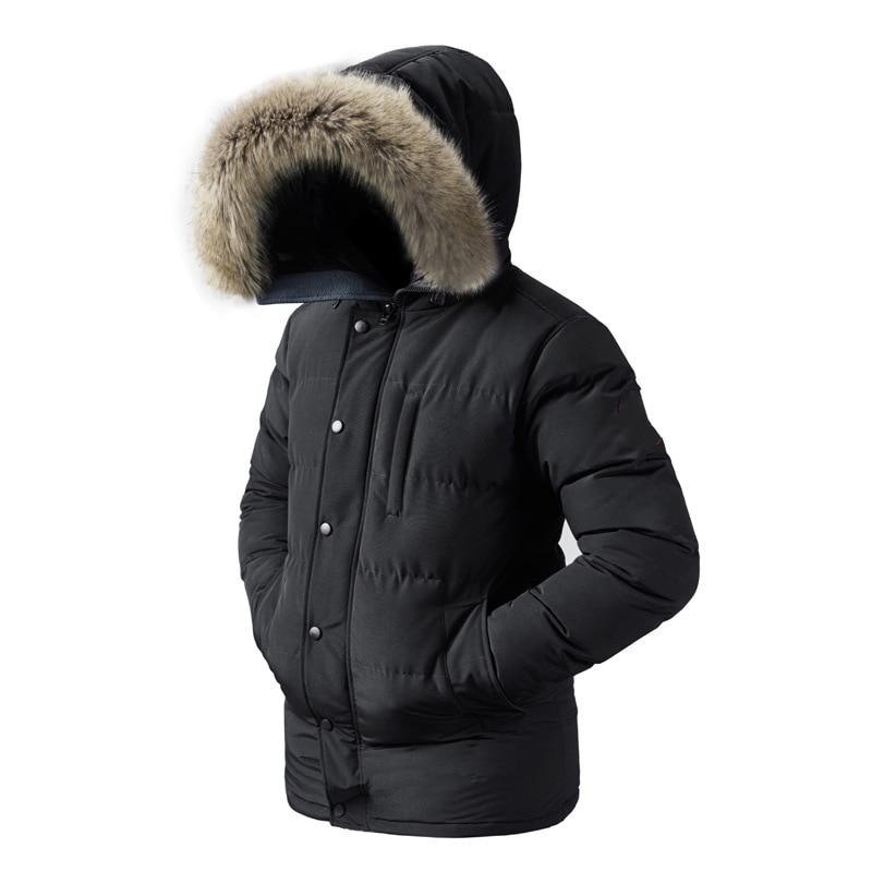 Toevallige Zwarte Winter Jas heren Windscherm Warme Gewatteerde Fur Hooded Parka Mode Bovenkleding Jas Plus Size 6XL 7XL 8XL