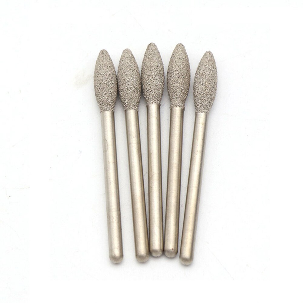 3/4/5/6mm Brazing Diamond Burrs Grinding Bits 1/8'' Shank for Dremel Engraving 1/5/10PCS