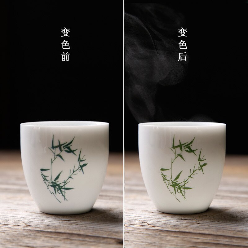 Color changing teacups ceramic tea cups white porcelain large master cup features home hospitality cup: Dark Khaki