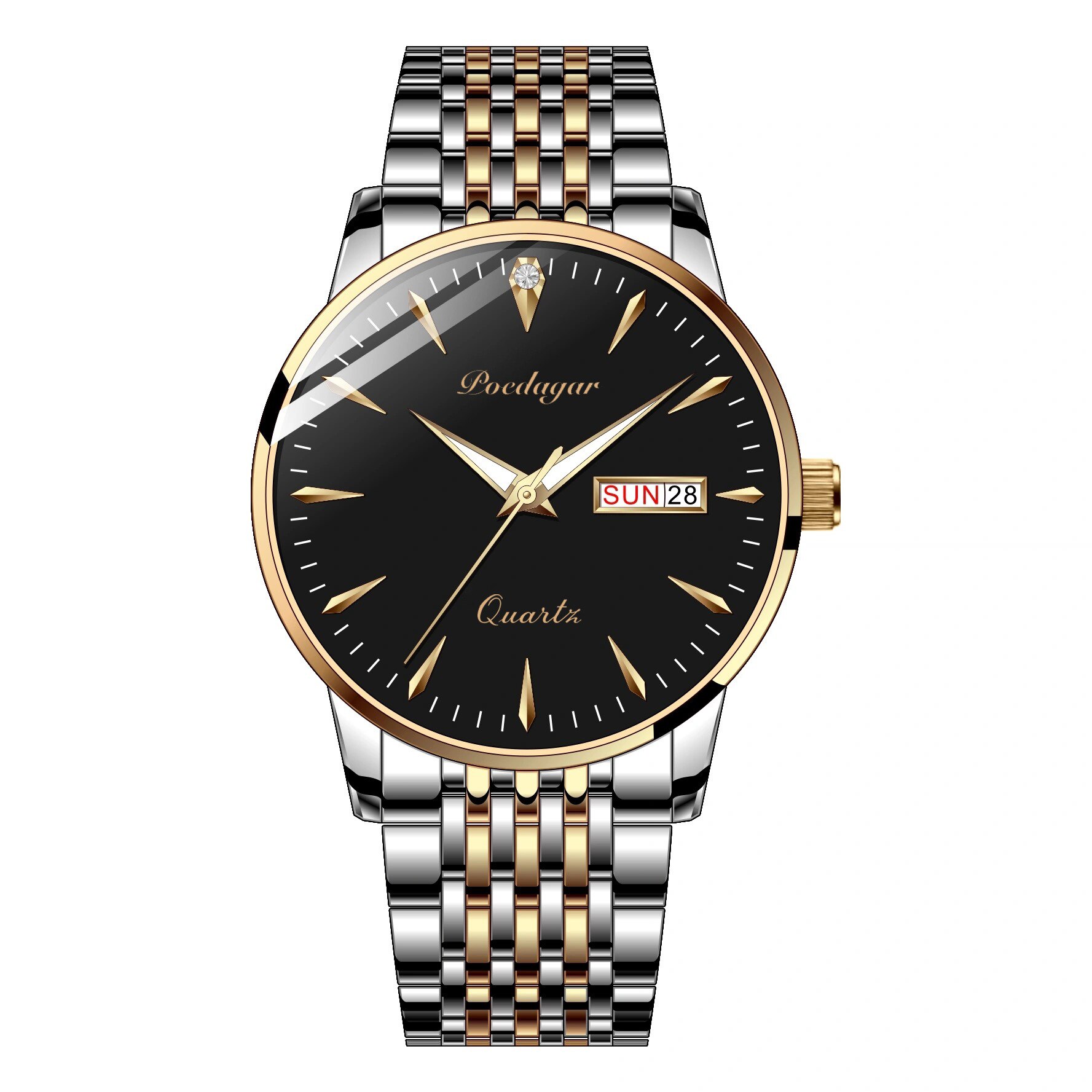 Podagar-reloj deportivo de lujo para hombre, cronógrafo de cuarzo, con fecha, resistente al agua, Masculino,: black3