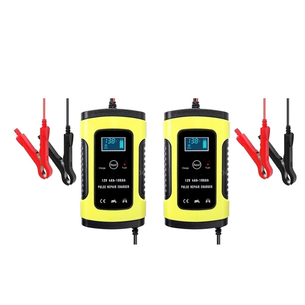 2Pcs Full Automatic Car Battery 12V 6A Amp Power Charger Wet Dry Lead Acid