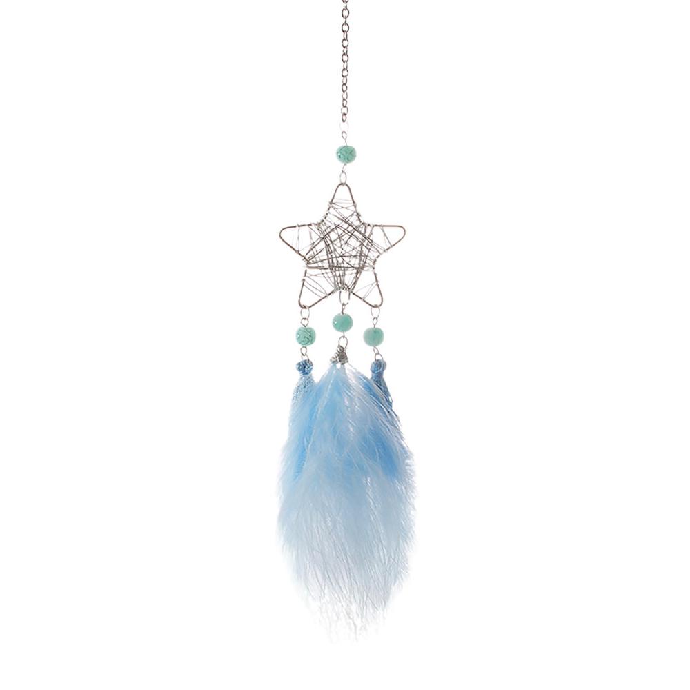 Hueco estrella creativa Luna cazador de sueños de plumas campanas de viento hecho a mano indio colgante para coche y pared hogar niños habitación decoración FDH
