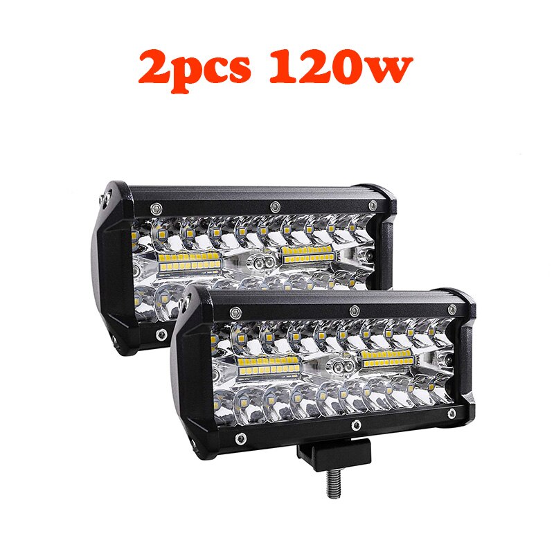 7 Inch 120W Combo Led Light Bars Spot Flood Beam for Work Driving Offroad Boat Car Tractor Truck 4x4 SUV ATV 12V 24V: 2 pcs 120w