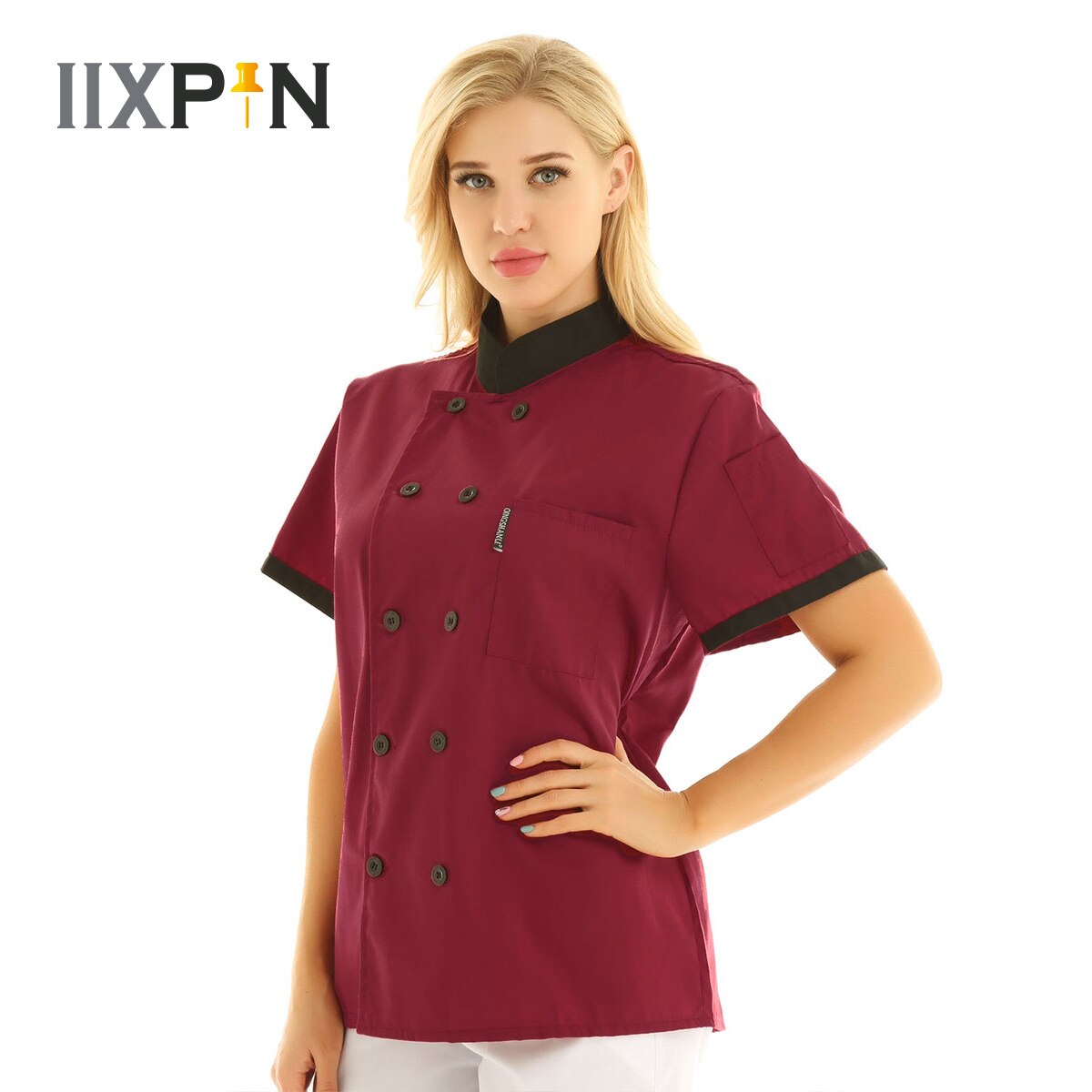 IIXPIN Unisex Men or Women Restaurant Clothes Chef Coat Waitress Jacket Work Uniform Food Service Barista Wear