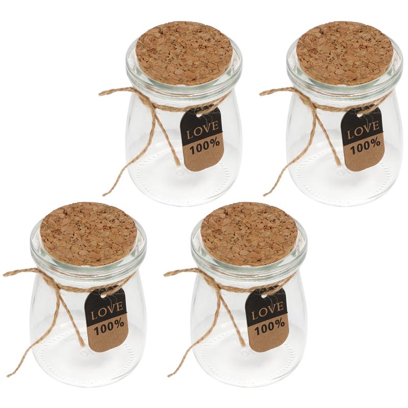 Botellas de cristal para leche con tapa de madera, resistentes al calor, 100ML, 10 Uds.