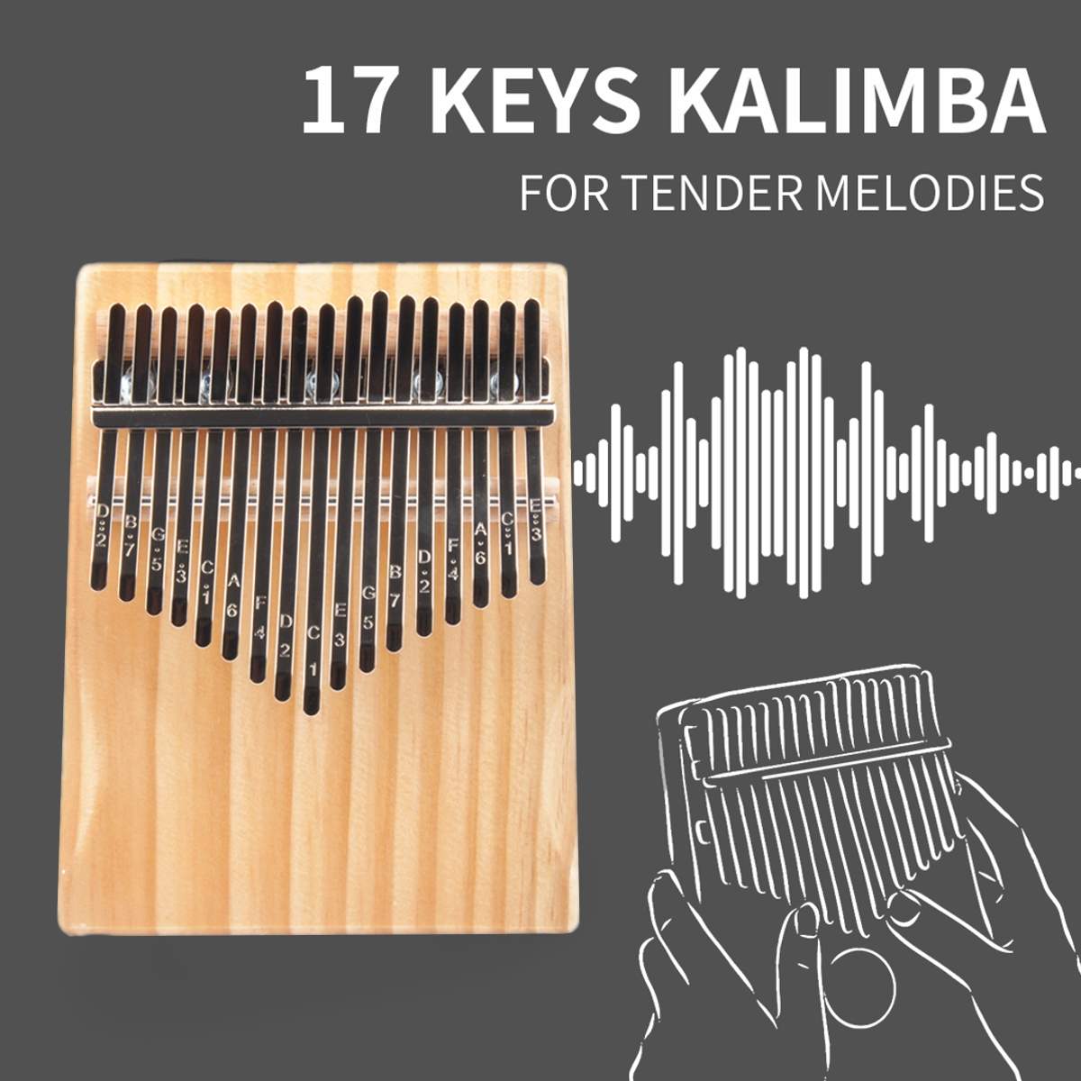 17 Keys Thumb Piano Kalimba Wood Mahogany Body Musical Instruments With Learning Book Kalimba Piano With Tool