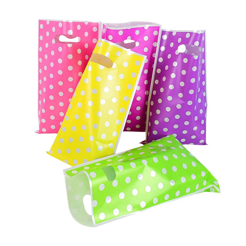 20 sztuk torby na prezenty kropki z tworzywa sztucznego torba cukierki ciasteczka opakowanie paczka dzieci akcesoria na przyjęcie urodzinowe sprzyja torby na zdobycze 25x16cm