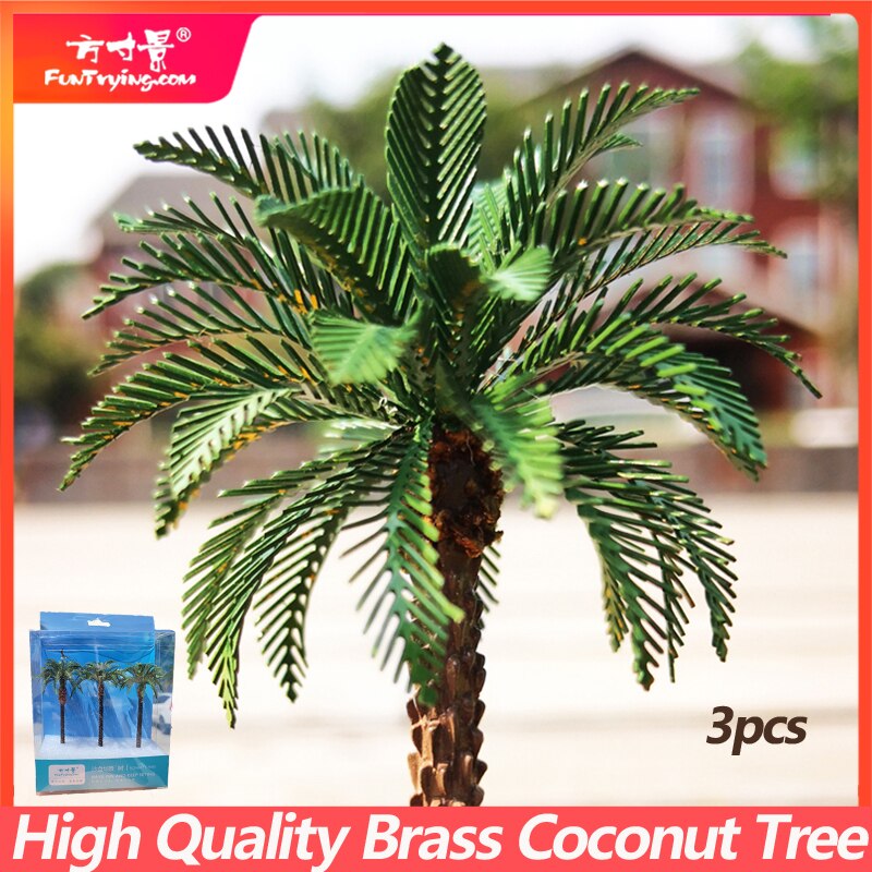 3/pkg Brass Etched Model Palm trees 3.94" (100mm) landscape model train railway/railroad layout scenery DIY miniature manualidad