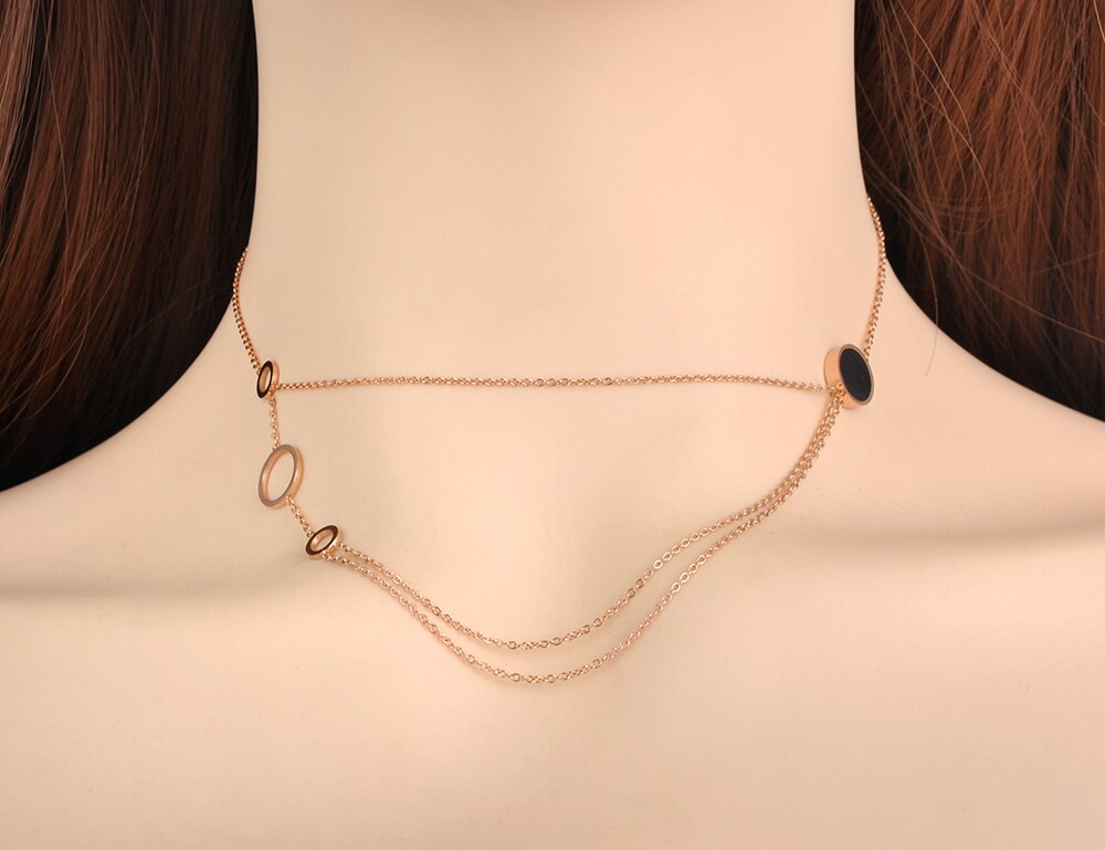 Lokaer-gargantilla de tres capas de acero inoxidable para mujer, Bohemia, joyería de playa, collar con colgante de cadena, N20060
