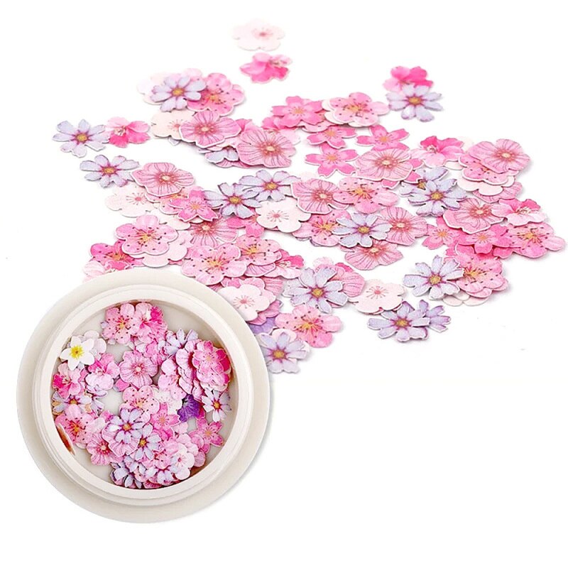 Gemengde Houtpulp Chips Kleine Daisy Bloem Bladeren Nail Stickers Diy Nail Art Accessoires: 3