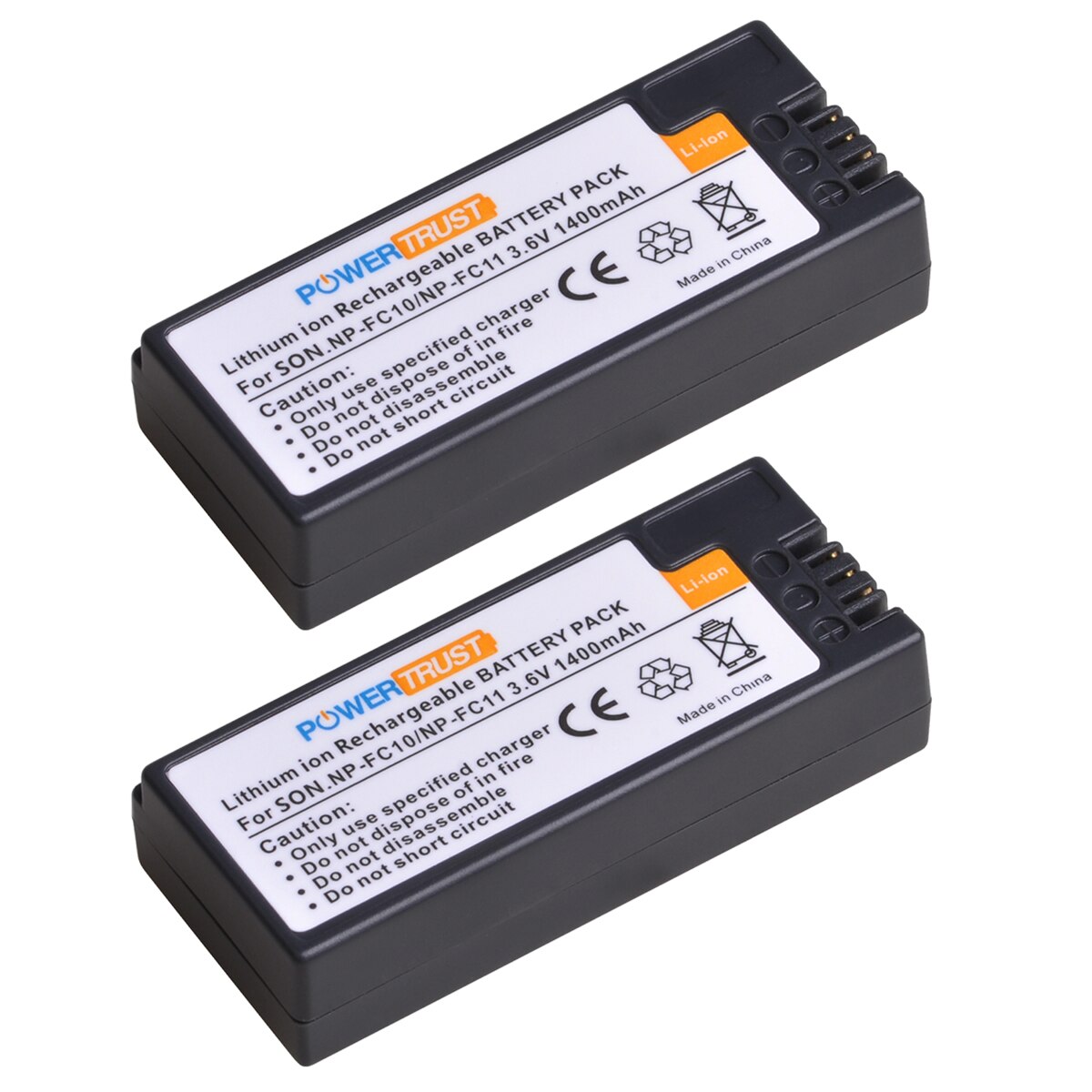 PowerTrust 1400mAh NP-FC11 NP-FC10 Battery and Fast USB Charger for Sony DSC-P2/P3/P5/P7/P8/P9/P10/FX77/F77A, DSC-V1 Cameras