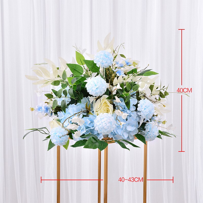 Bryllup ceterpiece blomst kunstig 40cm blomsterbold borddekoration hjemmefest blomstret scenearrangement blomster: Himmelblå