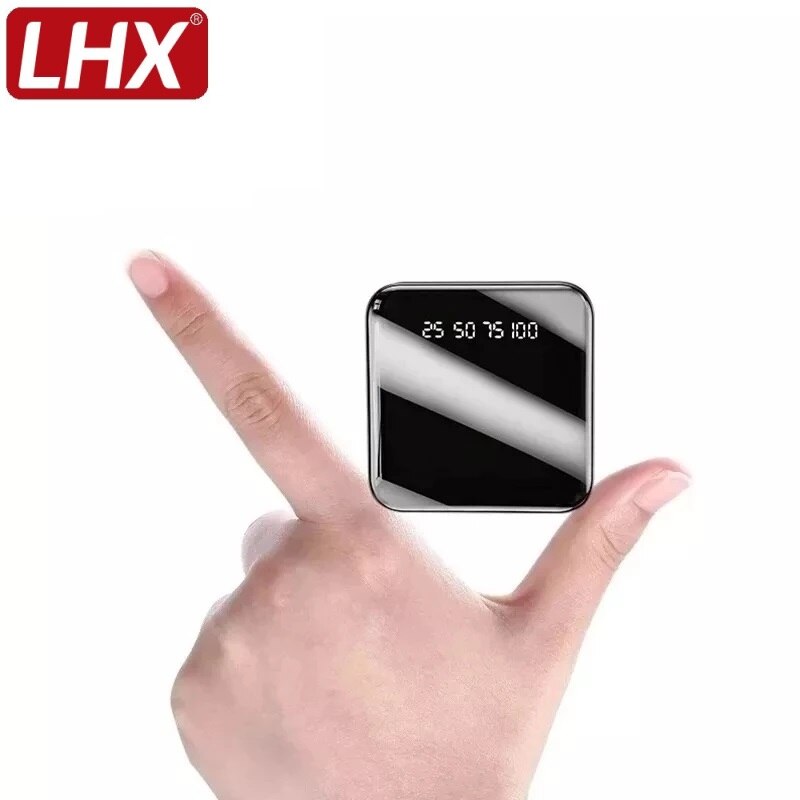 Powerbank 20000 mah, tragbar, ladegerät, powerbank für mobiltelefone, led-spiegel, rückseite, externer akku