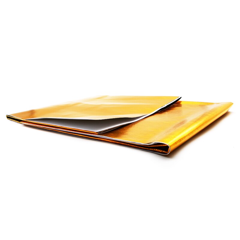Deft 100 x 100cm självhäftande reflekterande guld hög temperatur avgas värmesköld wrap tejp isolering klistermärken bil styling