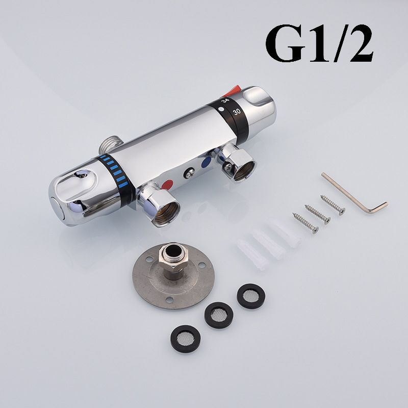 Bathroom Shower Water Thermostatic Control Valve Mixer Faucet Wall Mounted for Solar Water Heater Valve Parts Ceramic Cartridge: C1