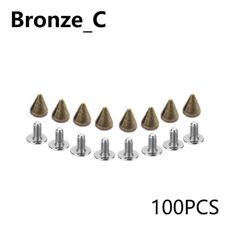20/50/100 Sets Hardware Accessories Leathercraft DIY Bag Studs Spike Rivets Metal Decorative 7X10MM: bronze-C