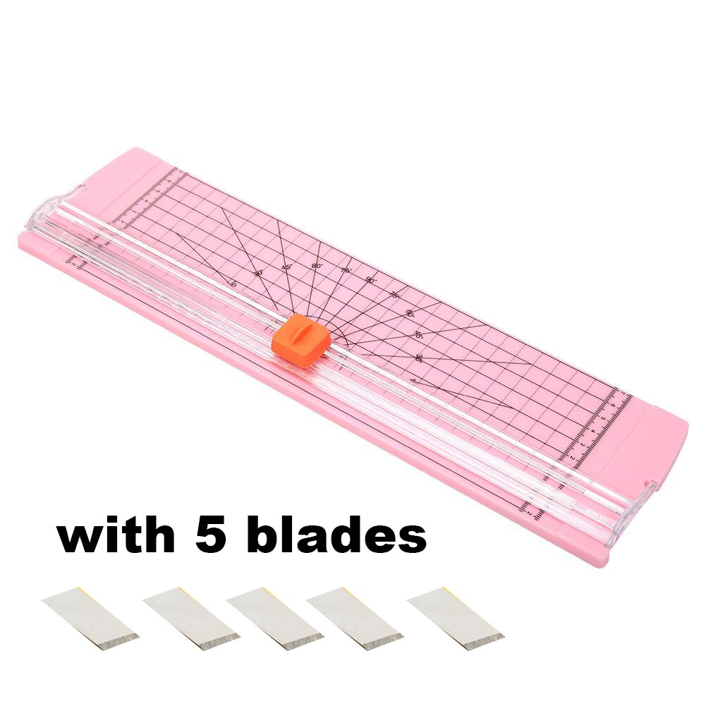 A3/A4 Paper Cutter Precision Paper Photo Trimmers Cutter Scrapbook Trimmer Lightweight Cutting Mat Machine for Office School: pink with 5 blades