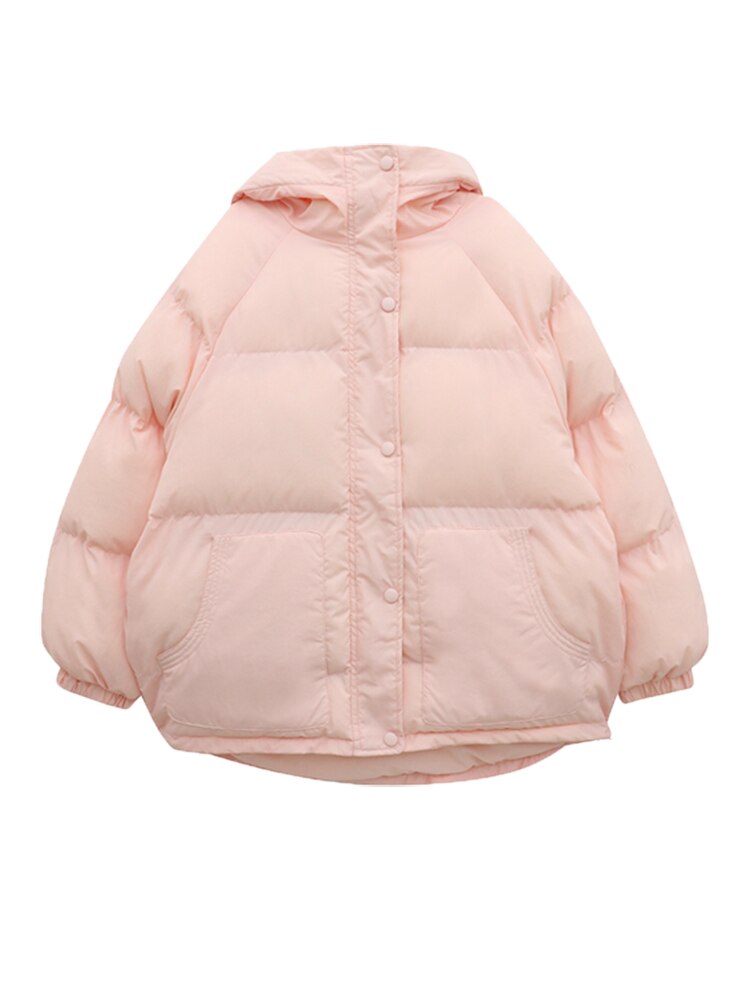 Vinter damejakke bomuld mellemlang vinter vatteret jakke koreansk løs oversize jakke varm pink jakke sort jakke