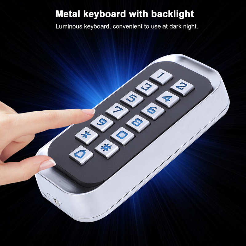 125KHz RFID Access Control Password Swiping Card Wiegand26 Metal Backlight Keypad Security Entry