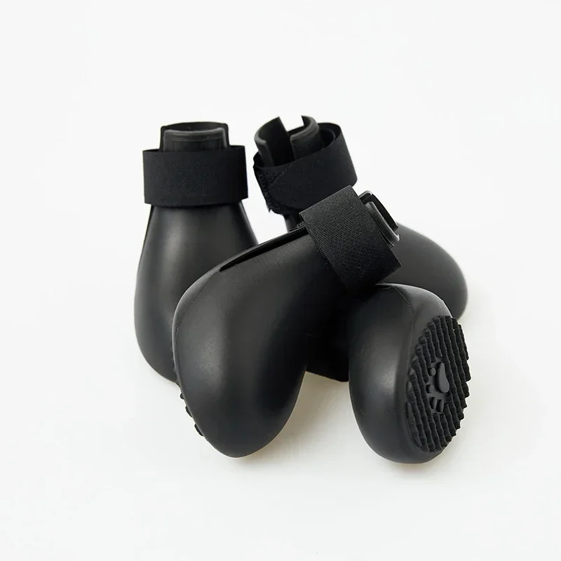4 Uds. Zapatos de lluvia impermeables para Gato, Botas de lluvia antideslizantes de silicona para perros, botas de goma para exteriores para perros pequeños, medianos y grandes: XXL / Negro