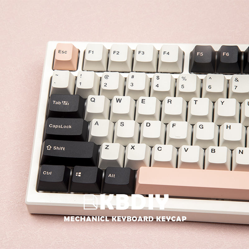 KBDiy 135 Keys PBT Keycaps OEM Profile Double Shot GMK OLIVIA White Pink 61 Keycap Set for Cherry MX Switch Mechanical Keyboard