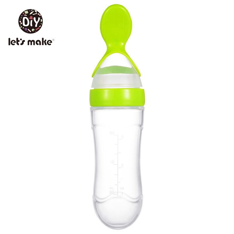 Lad & #39 ;s lave babytræning risske baby klem sutteflaske bordservice værktøj 90ml sikker fødevarekvalitet silikone børnestel: Grøn