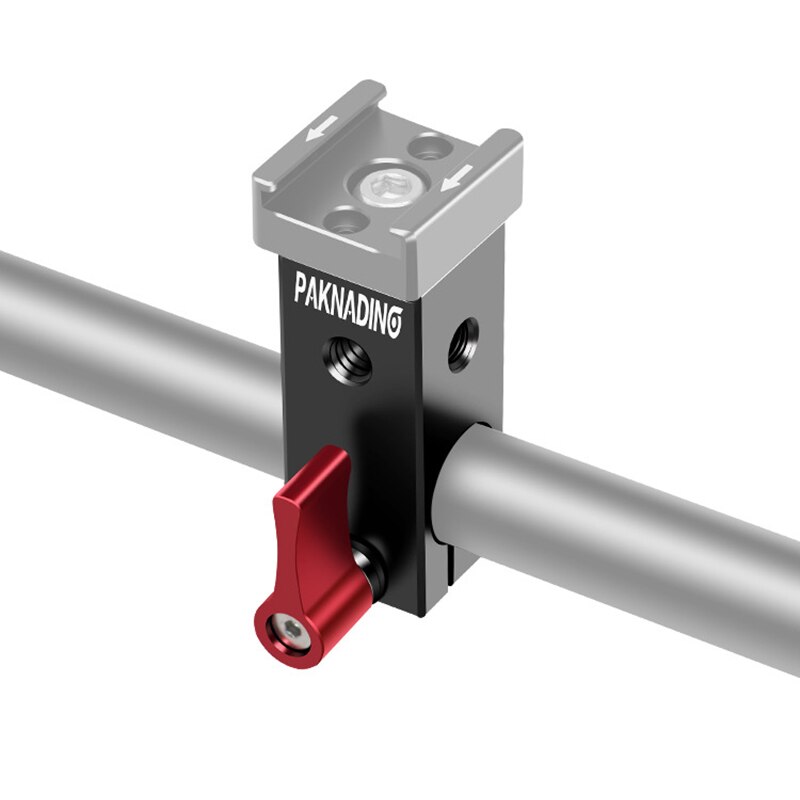 Single Rod Clamp 15mm Rail Rod Connector Adapter w/ 1/4"-20 3/8 Threads Holes for 15mm Dslr Rig for Microphone LED Light DIY