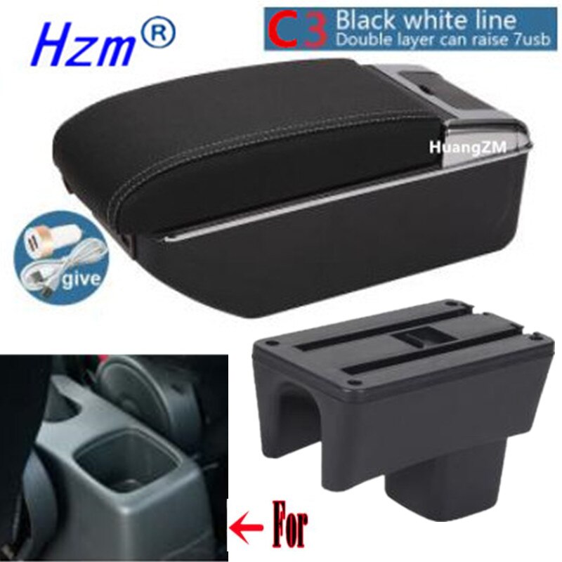 Centre Console Storage Box For Suzuki Swift 2005 Armrest Arm Rest Rotatable Car accessories: C3 style white line