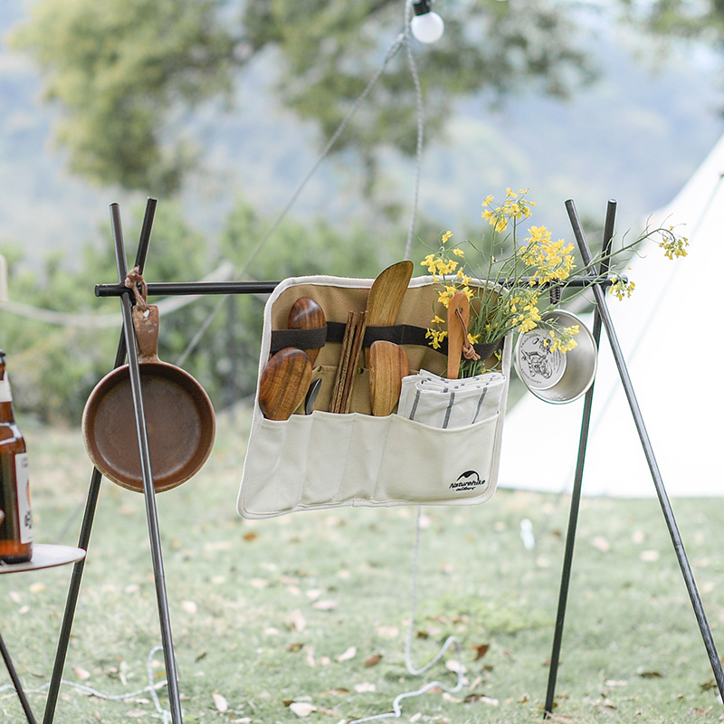 Naturehike redskaber rulle op taske opbevaringspose lærred ske ske gaffel arrangør hængende camping gear