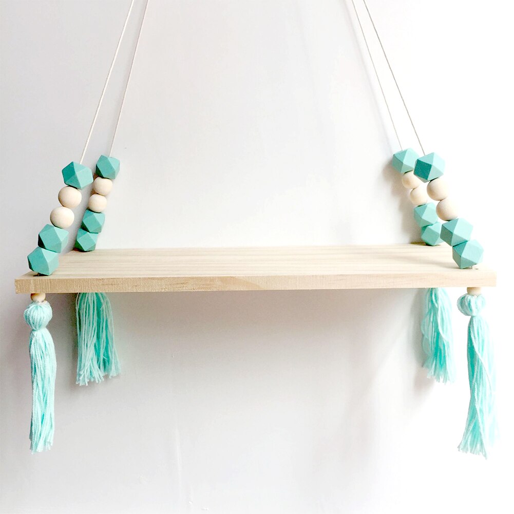 Room Swing Wood Shelves Tassel Hanging Shelf Rope Wall Decor