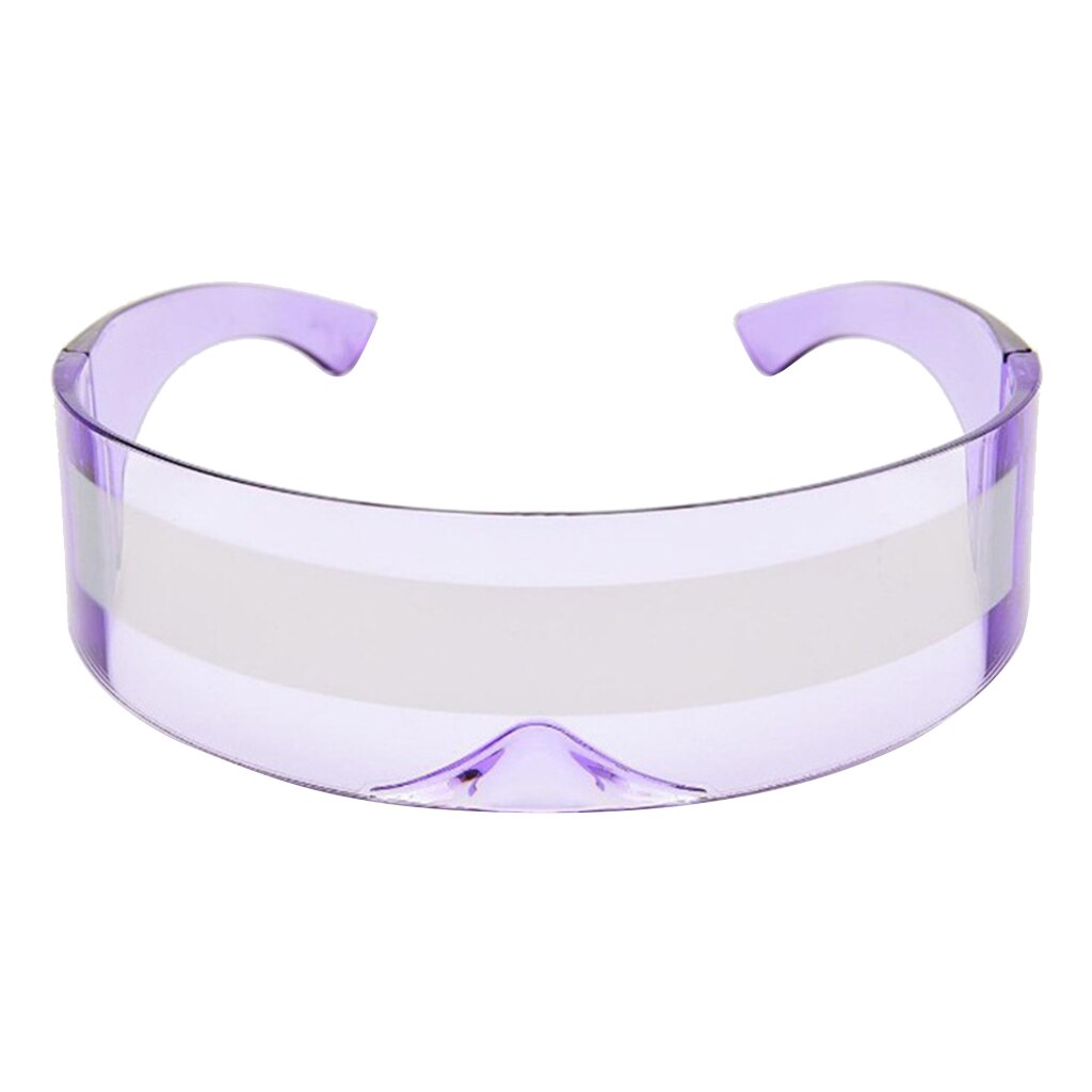 Cyclops Shield – lunettes de soleil en plastique, lentille de couleur néon, lunettes de soleil à chaîne en plastique, futuriste, verres miroir: Purple