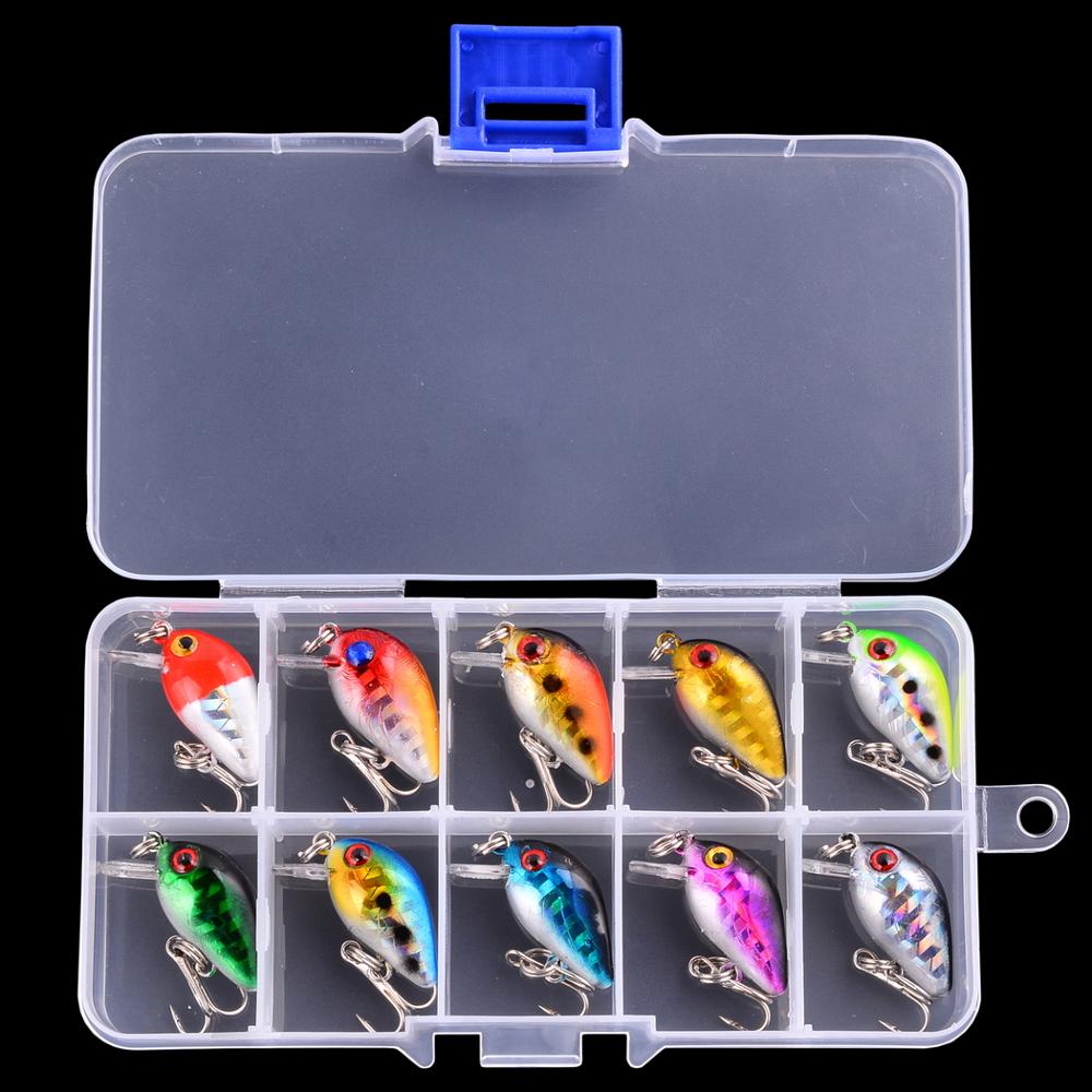 Multi fiskeri lokkesæt spinner crankbait minnow popper vib blød hård ske crank lokkemad fiskekroge tilbehør til redskabsboks: 10 stk -bf0035