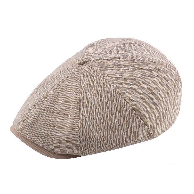 Mens Berets Spring and Summer Peaky Blinder Men Lattice Men's Cotton Stitching Octagonal Cap Beret Homme Man Hat Men Cap: Khaki