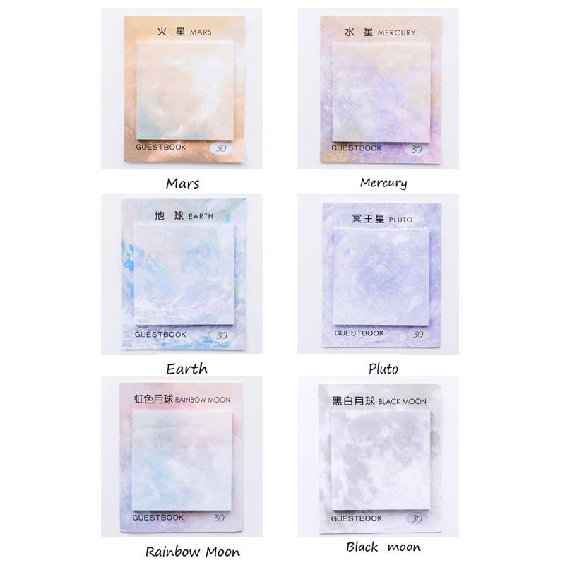 Yatniee 3Pcs/Pcak Cartoon Planeet Zelf Sticky Notes Memo Pad Notepad Leuke Planner Stickers Student Bladwijzer Briefpapier Supply
