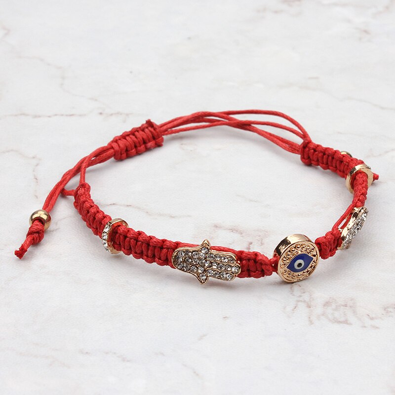 Hamsa Hand Blue Evil Eye Charms Red Rope String Gevlochten Handgemaakte Armband Voor Vrouwen Verstelbare Lengte