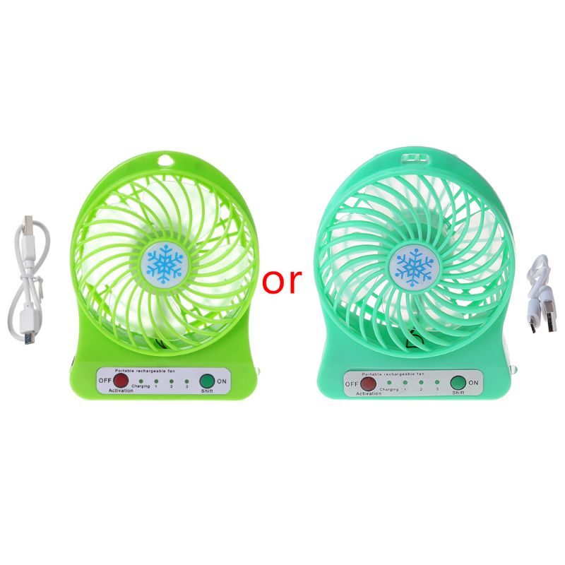 Ventilador USB portátil para escritorio, 5W, para ventilador de luz LED al aire libre, sin batería 18650: green