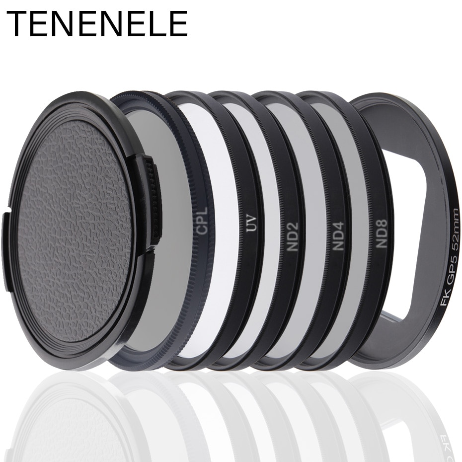 Go Pro-filtro de Cámara de Acción Hero 5, 6, 7, Black , 52mm, polarizado CPL/ND 2 4 8/filtros de protección UV para GoPro Hero 5 6 7, accesorios