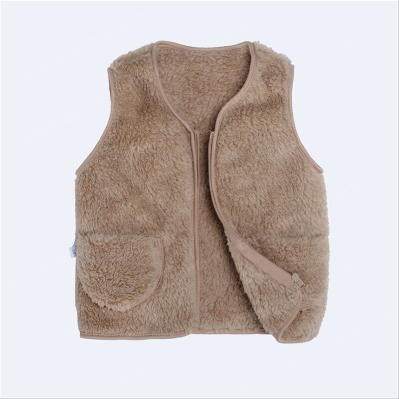 Fleece Kinderen Vest Voor Meisjes Jongens Vest Peuter Baby Warm Winter Herfst Mouwloze Jas Kinderen Uitloper Effen Unisex: Khaki / 4T