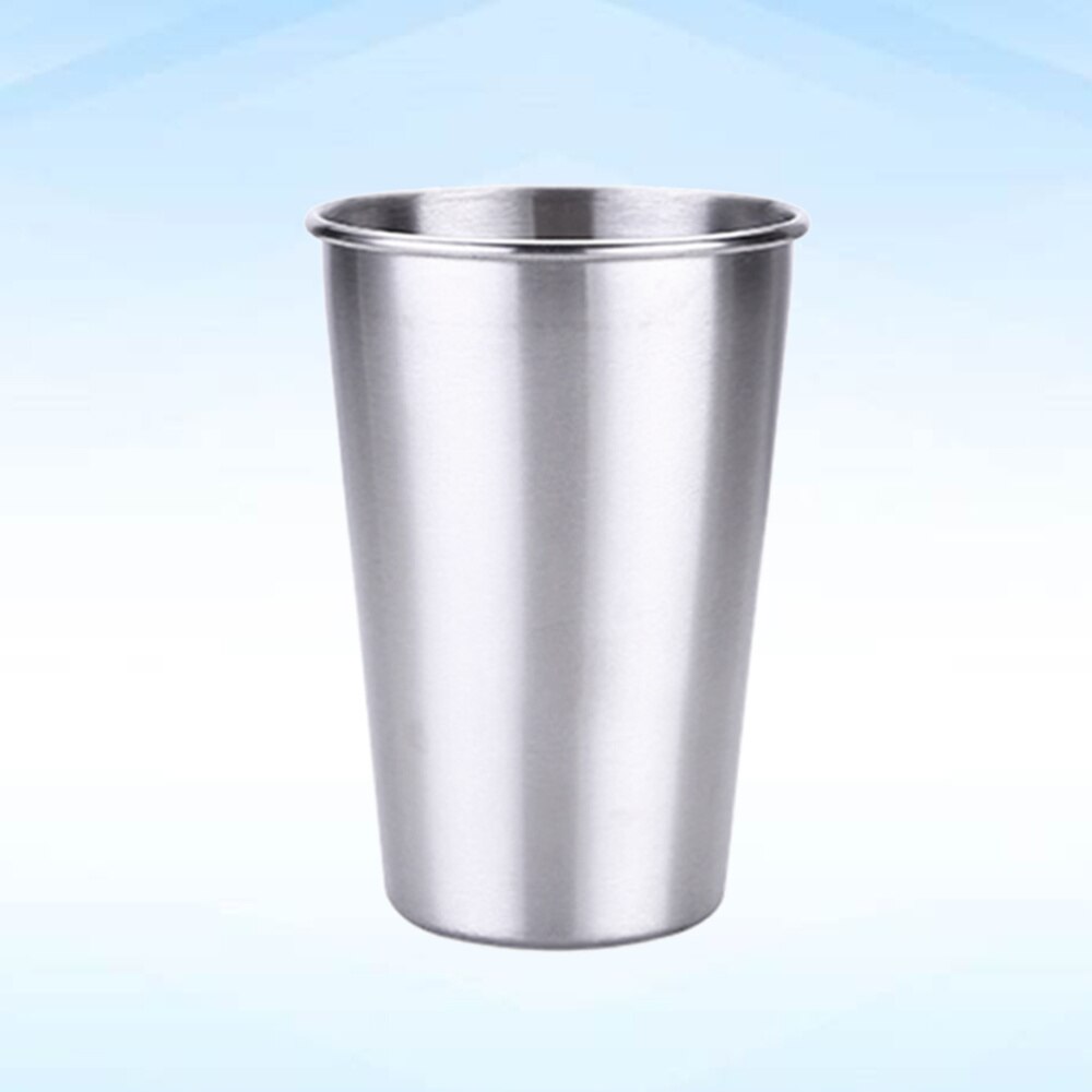 Stainless Steel Beer Cup Premium Durable Drinking Tumbler Coffee Tea Cup (Nordic Silver, Lid): Silver