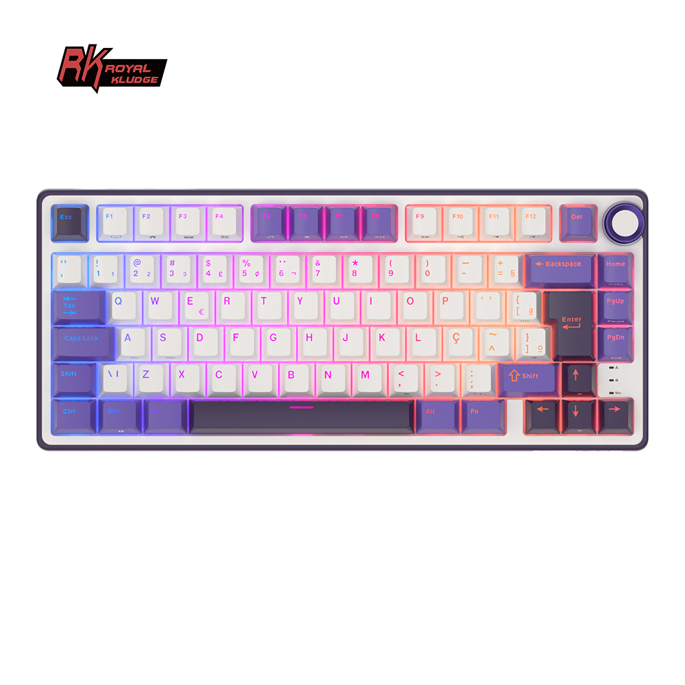 RK R75 brazylijsko-portugalska klawiatura mechaniczna 81 klawiszy uszczelka podświetlana RGB wymienna podczas pracy klawiatura dla graczy brazylia RK Royal Kludge