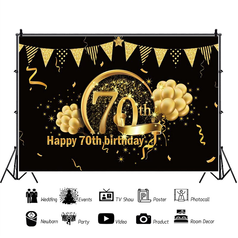 Décor de fond de fête d'anniversaire pour adulte, fournitures pour fête d'anniversaire de 30, 40, 50, 60 ans