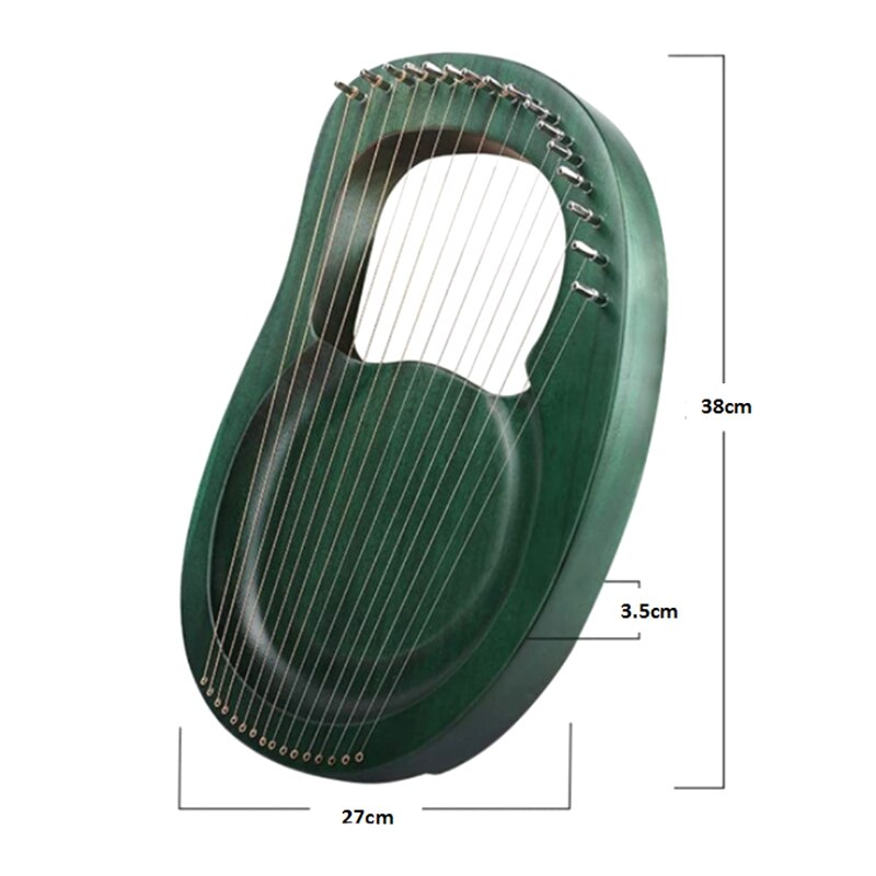 Lyre Harp 16 cuerda Harp Heptachord madera sólida caoba Lyre Harp con llave para afinar para amantes de la música niños adultos