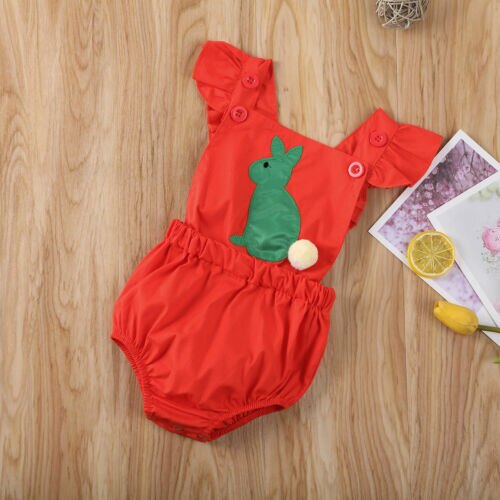 Rüschen kurzarm unisex neugeborenen baby bunny strampler Ostern Kleidung strampler