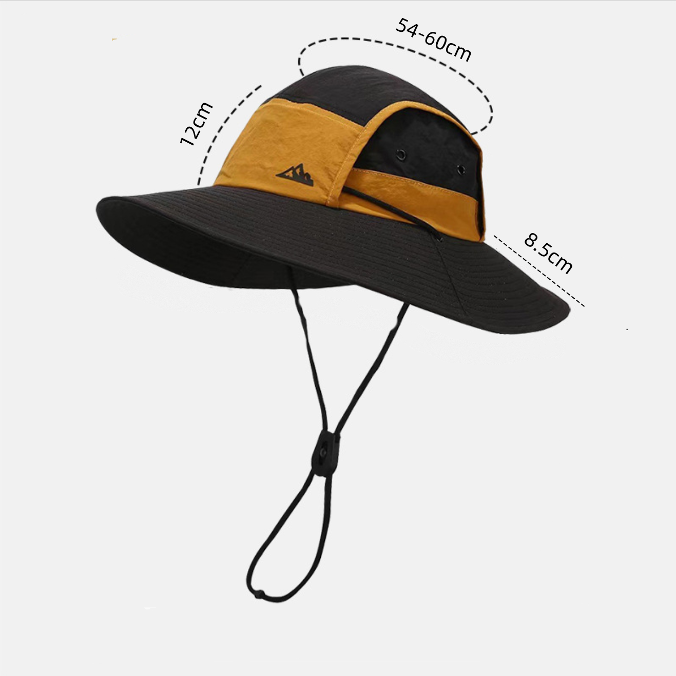 Ein faltbarer, leichter, schnell trocknender, sonnenschützender Fischerhut mit Farbblock. unisex-Stil mit großer Krempe für atmungsaktiven Sonnenschutz. Geeignet für draussen-Aktivitäzehn, Wandern, Angeln und Höhle täglichen Freizeitgebrauch.
