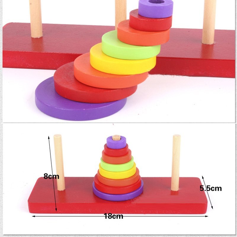 Wooden Puzzle Stacking Tower Of Hanoi Kid Mathematical Educational Toys Early Education Alpinia Parent-child Interaction Toy