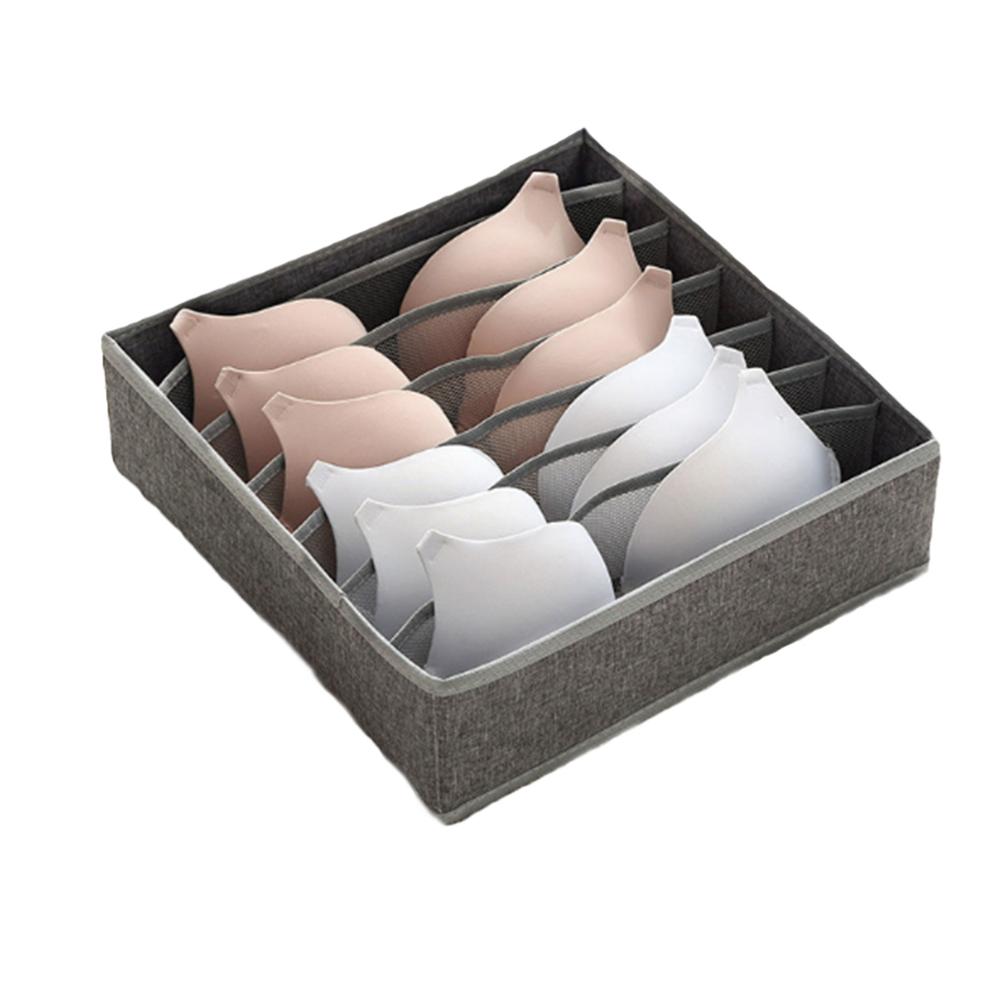 24/16/7 grid underwear/socks storage box Collapsible Underwear Storage Basket Cloth Box Detachable Sorting Elastic Split Holder: Gray 7grid