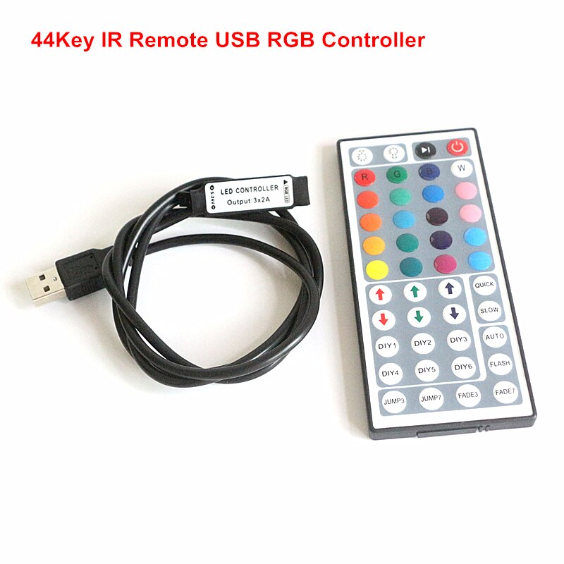 Usb rgb led controller  dc5v dimmer mini 3 key 24 key  ir 17 key rf trådlös fjärrkontroll för  dc5v rgb led strip tape belysning