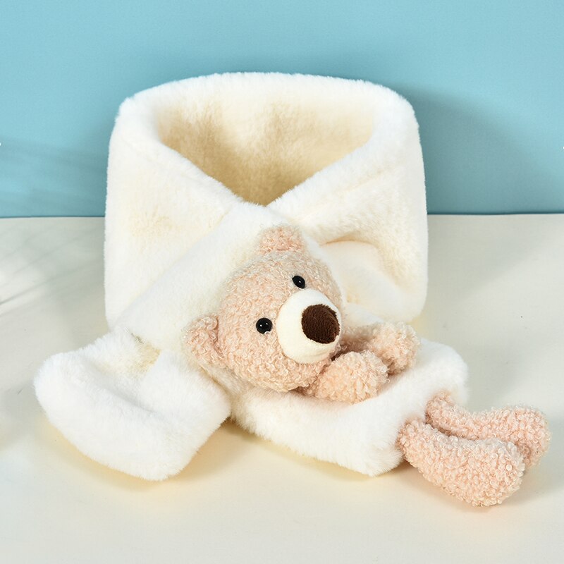 Unisexe printemps hiver enfants mignon fausse fourrure fruits lapin en plein air garder au cou écharpe bébé garçons filles doux foulards pour les enfants: White bear