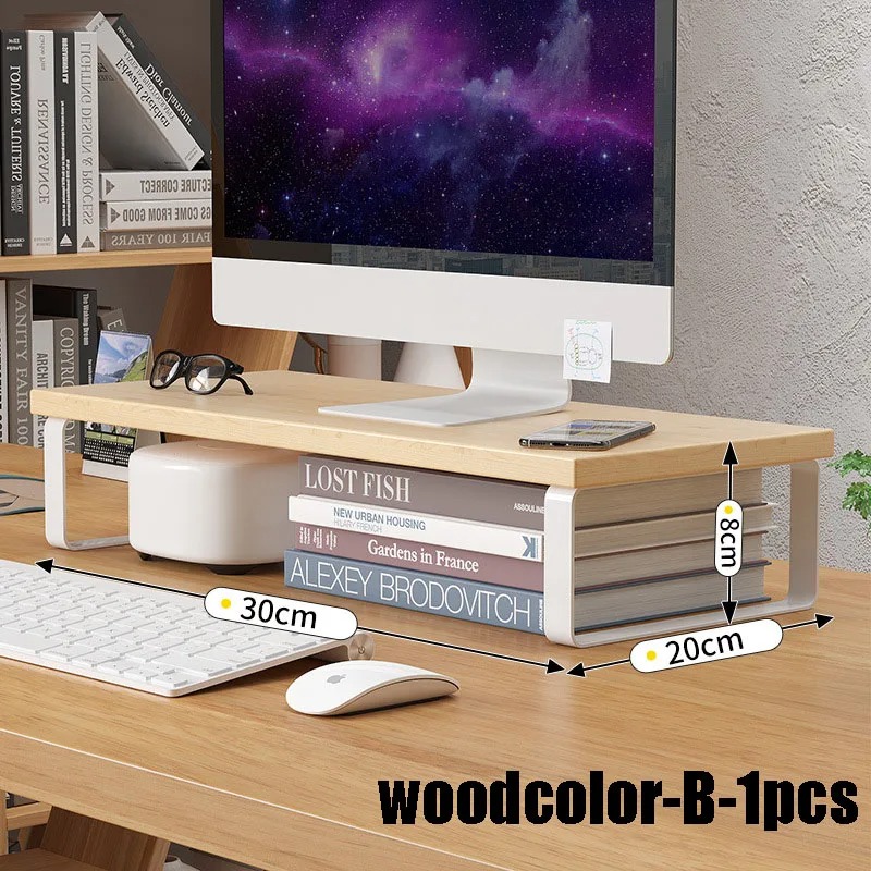 Soporte para Monitor de ordenador portátil, pantalla de ordenador de escritorio, estante de almacenamiento de escritorio elevado , suministros de almacenamiento de oficina ﻿: Gris