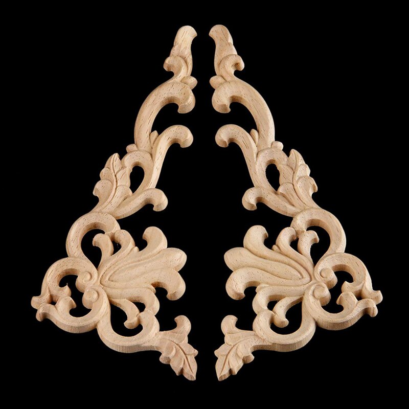 Aplique de madera tallado para decoración de muebles, marco de pared moderno para puerta de esquina, artesanía Floral europea, 4 Uds.